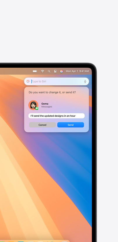 En bild av en skärm med en fras i en sökruta och sökresultat som demonstrerar Apple Intelligence-funktionen Siri.